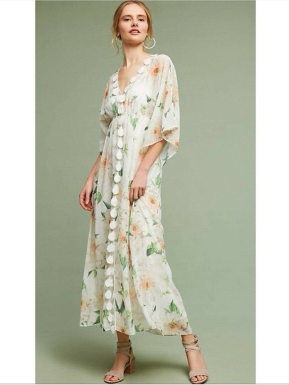 FARM Rio White Floral Maxi Dress with Green Leaves - Picture 6 of 6